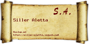 Siller Aletta névjegykártya